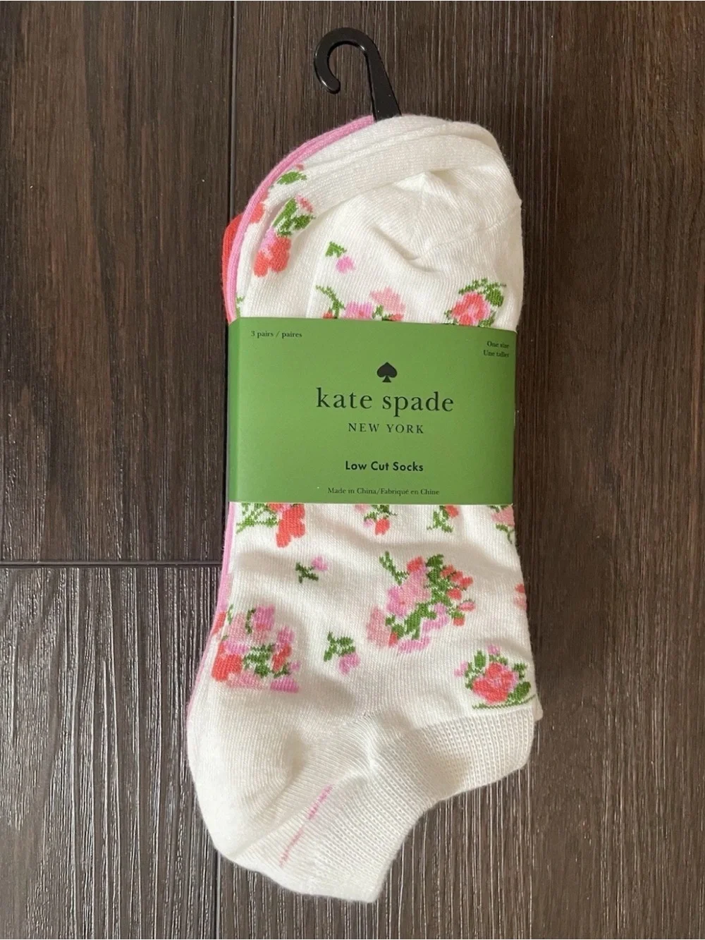NEW kate spade Floral and solid Low-Cut Socks 3 pack novelty ankle socks